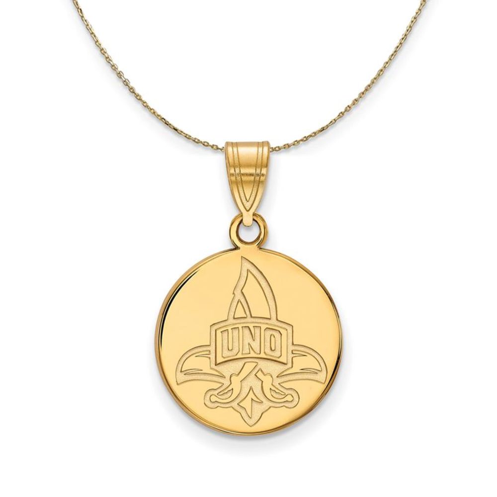 14k Yellow Gold U. of New Orleans Medium Disc Necklace - 22 Inch